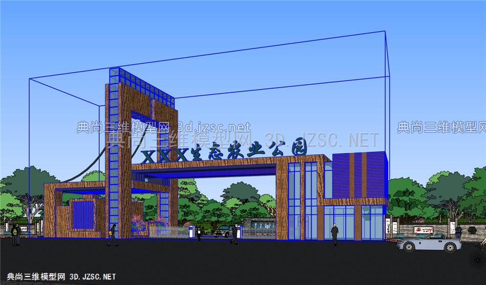 生态农业园入口大门方案多图sketchup模型skp模型精品su模型